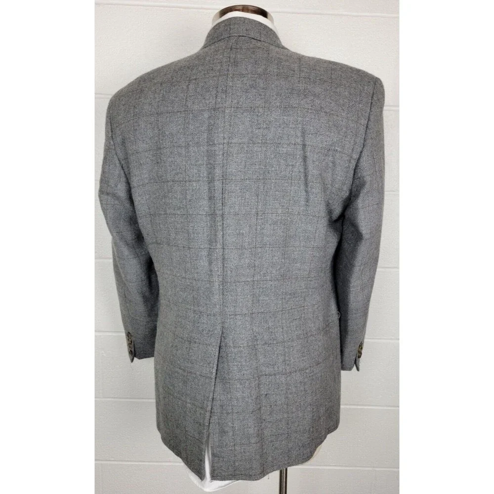 Vtg Chaps Ralph Lauren Alpaca & Wool Gray Windowpane Sport Coat‎ Jacket 42R